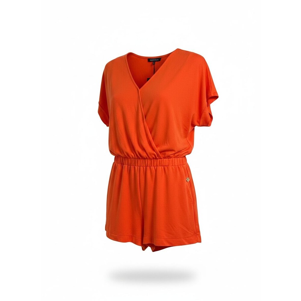 Mangano Women's Orange Short Sleeve Romper Jumpsuit Size 38 NWT